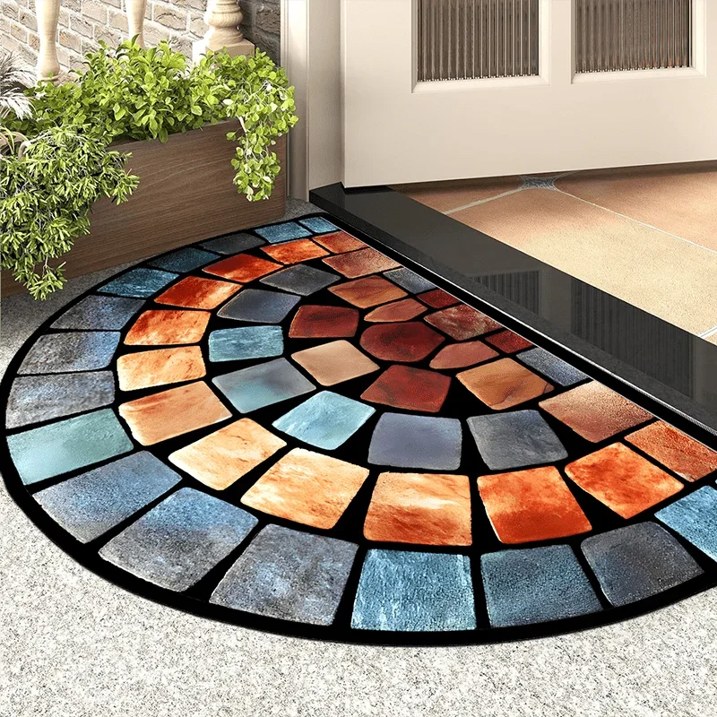 Thick Soft Non-Slip Door Mat - Chic Art Design Polyester Carpet for Home Decor, Ideal for Porches & Living Rooms