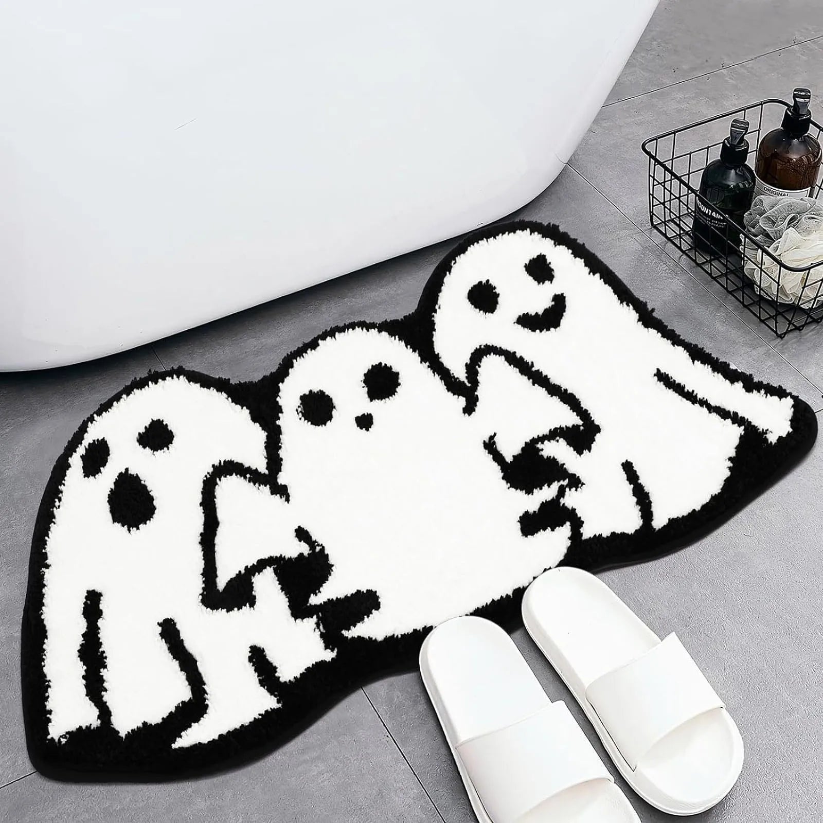 40*60cm Halloween Ghost Carpet Imitation Cashmere Door Mat Bathroom Water-Absorbing Non-Slip Carpet Dirt-Wear-Resistant Foot Mat